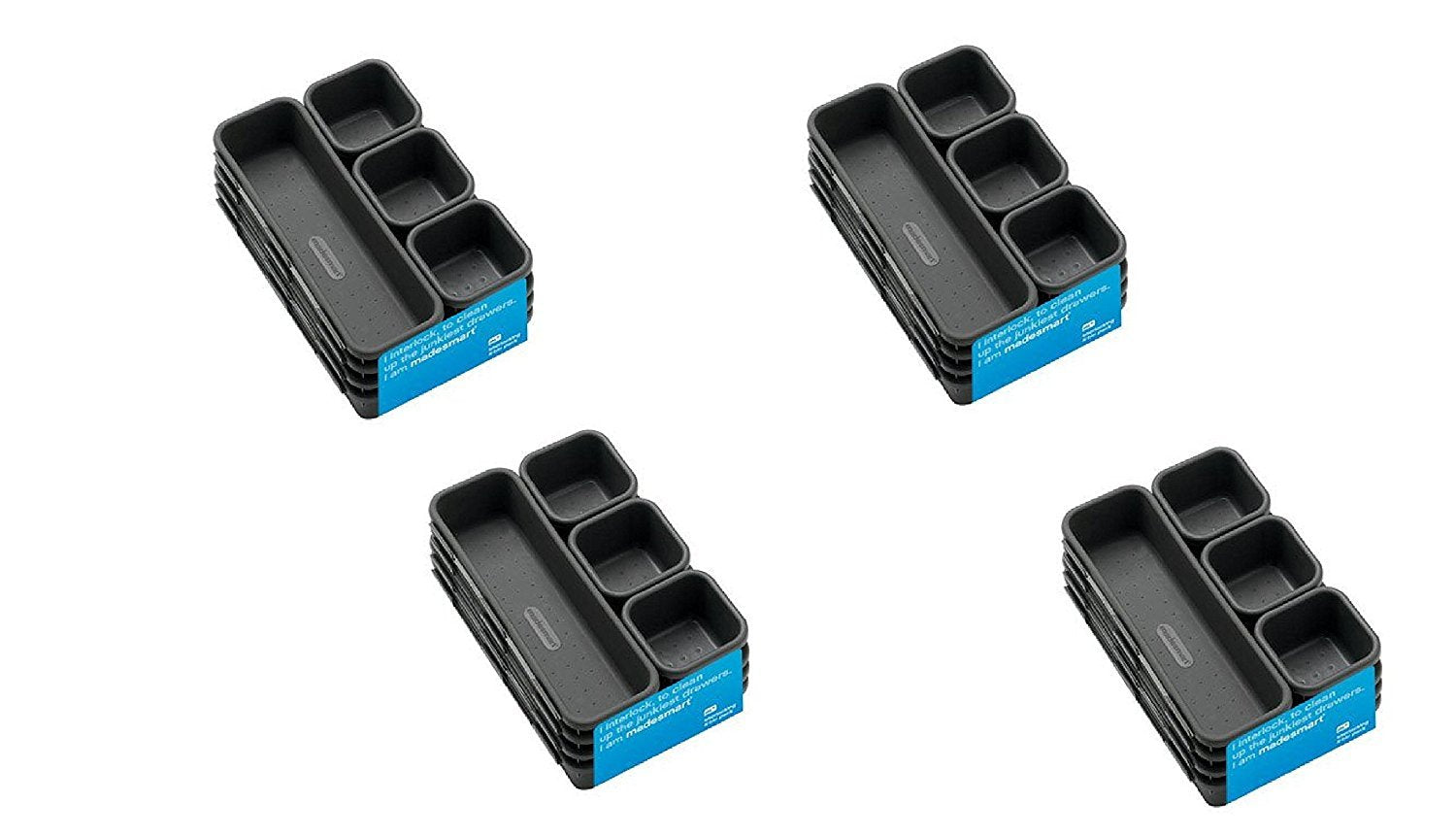 Madesmart Interlocking Drawer Organizer Bins 8 Bin (4 Pack)