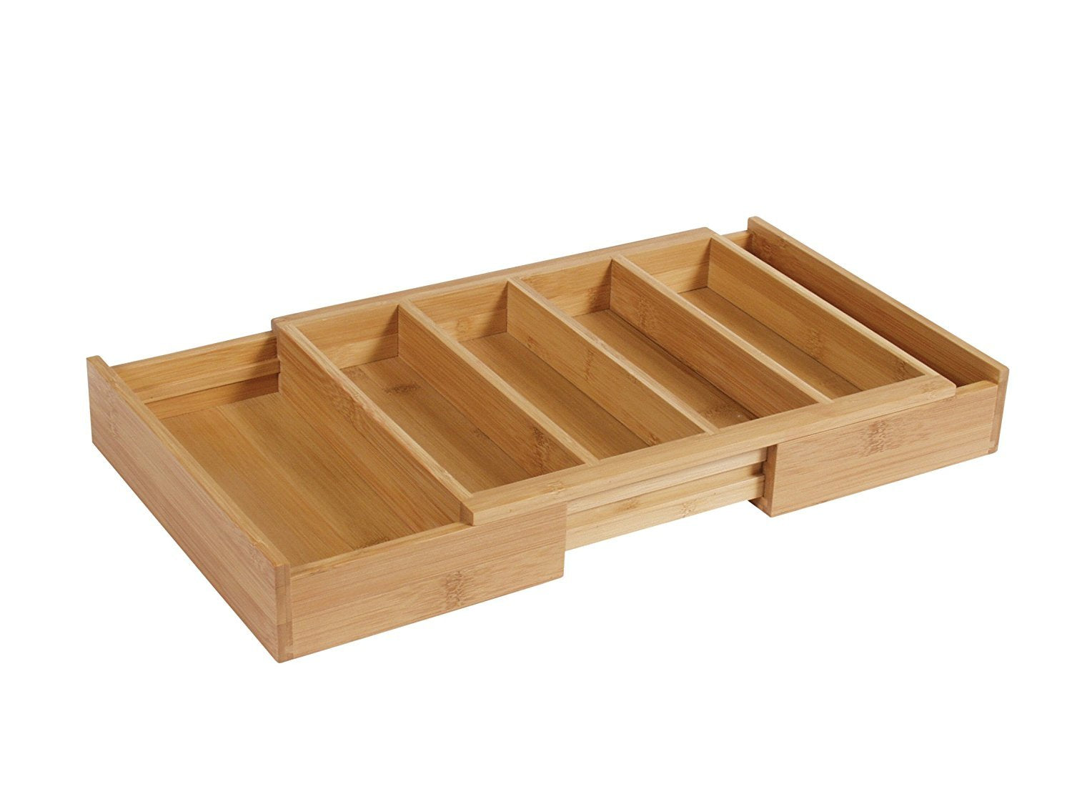 Bamboo Flatware Organizer Tray for Silverware and Kitchen Utensils - 6 Compartments, 17.5-inch by 12-inch - Fits in a Drawer to Organize and Store Cutlery and Other Household Items - By Island Bamboo