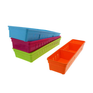 Cheftor Plastic Storage Drawers Drawer Organizers with Dividers for Stationery, Makeup, Silverware, set of 4 (Mixed colors - blue, red, green, orange)