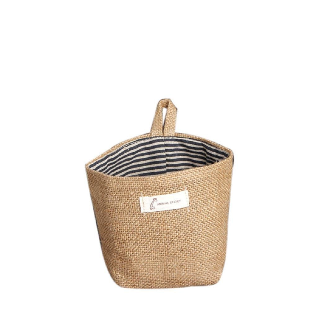 Storage Bag ,IEason Clearance Sale! Stripe Small Storage Sack Cloth Hanging Non Woven Storage Basket Bag