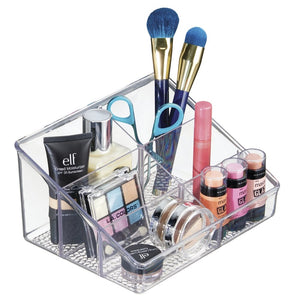 mDesign Cosmetic Organizer for Vanity Cabinet to Hold Makeup, Beauty Products - 6 Compartments, Clear