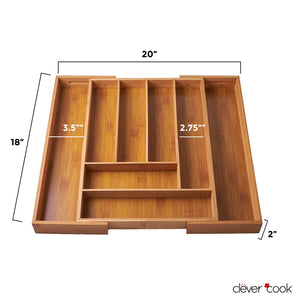 Clever Cook Bamboo Cutlery Utility Drawer Organizer 14.75 x 10.25 inches
