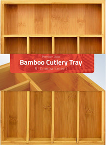 Bamboo Cutlery tray-Silverware Organizer-5 compartment-by Utopia Kitchen