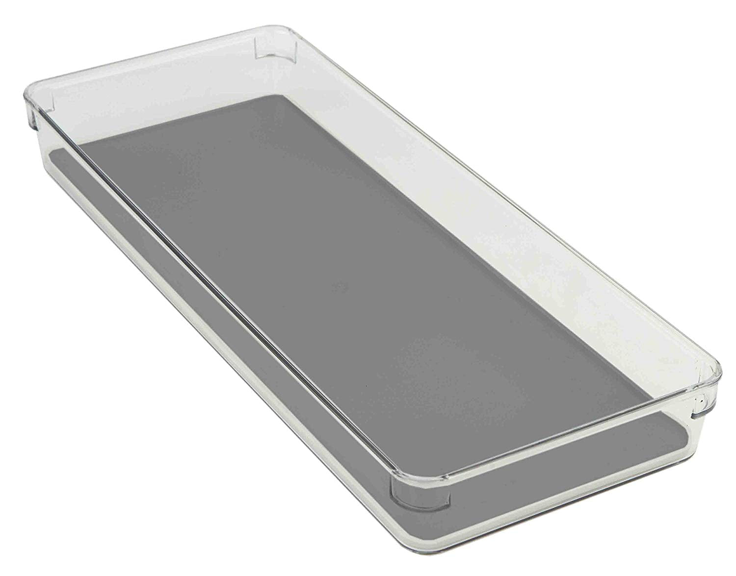 Home Basics PB49746 6" x 15" x 2" Plastic Rubber Liner Drawer Organizer, One Size, Clear