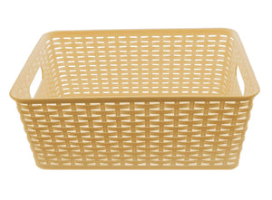 YBM HOME Plastic Rattan Storage Box Container Open Bin Basket Closet Shelf Kitchen Cabinet Pantry Office Desktop Organizer ba426-beige (Large, Beige)