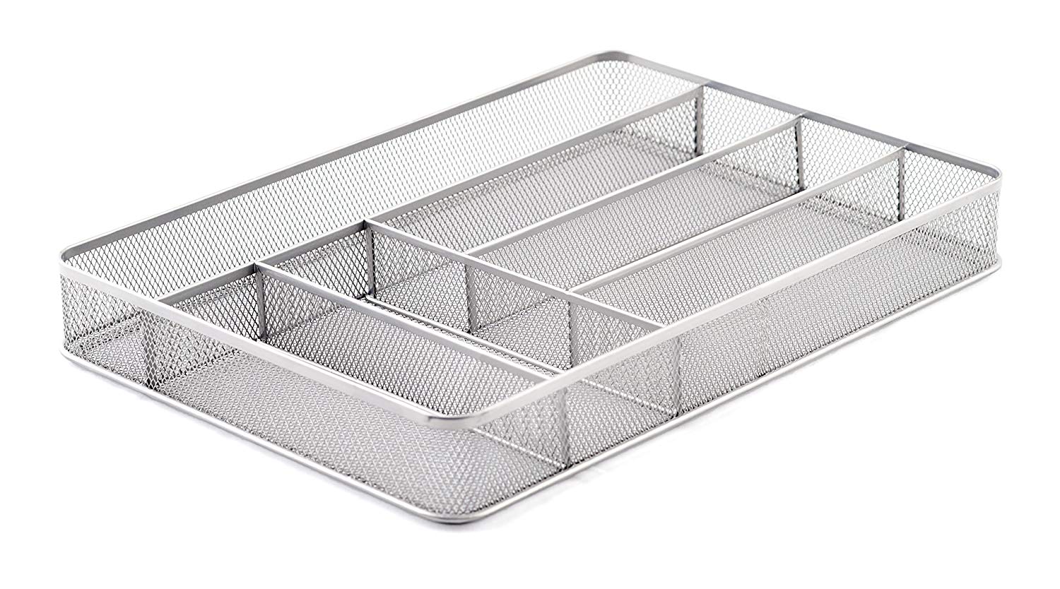KD Organizers 6-Slot Large Mesh Drawer Organizer: Use as kitchen silverware or cutlery tray, desk drawer dividers for office supplies, bathroom accessories holder and more!