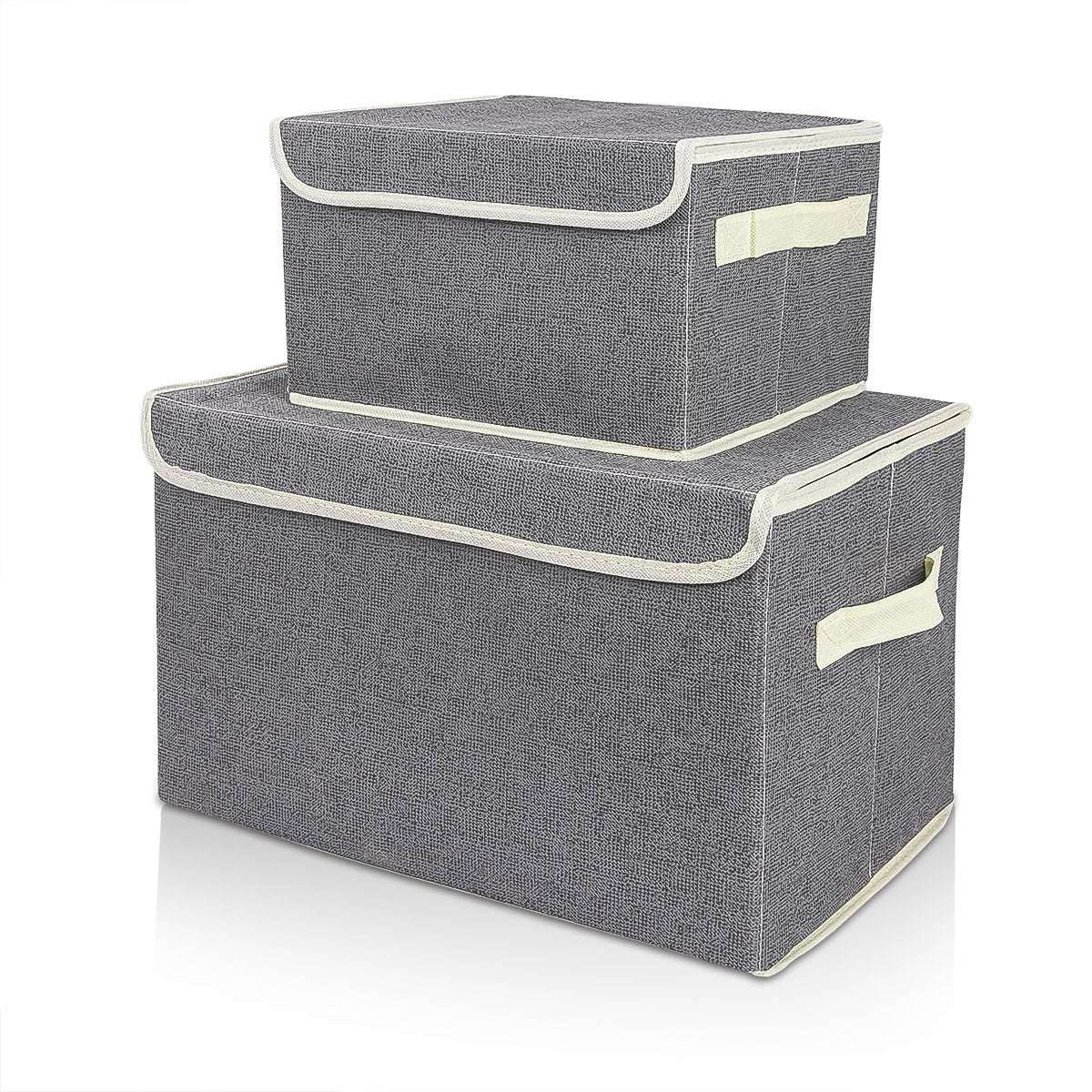 Foldable Storage Bins Cubes Basket with Lid and Dual Handles, Small & Large Storage Box Drawer Fabric Cloth Closet Shelf Nursery Containers Toy Organizer for Home Office Bedroom