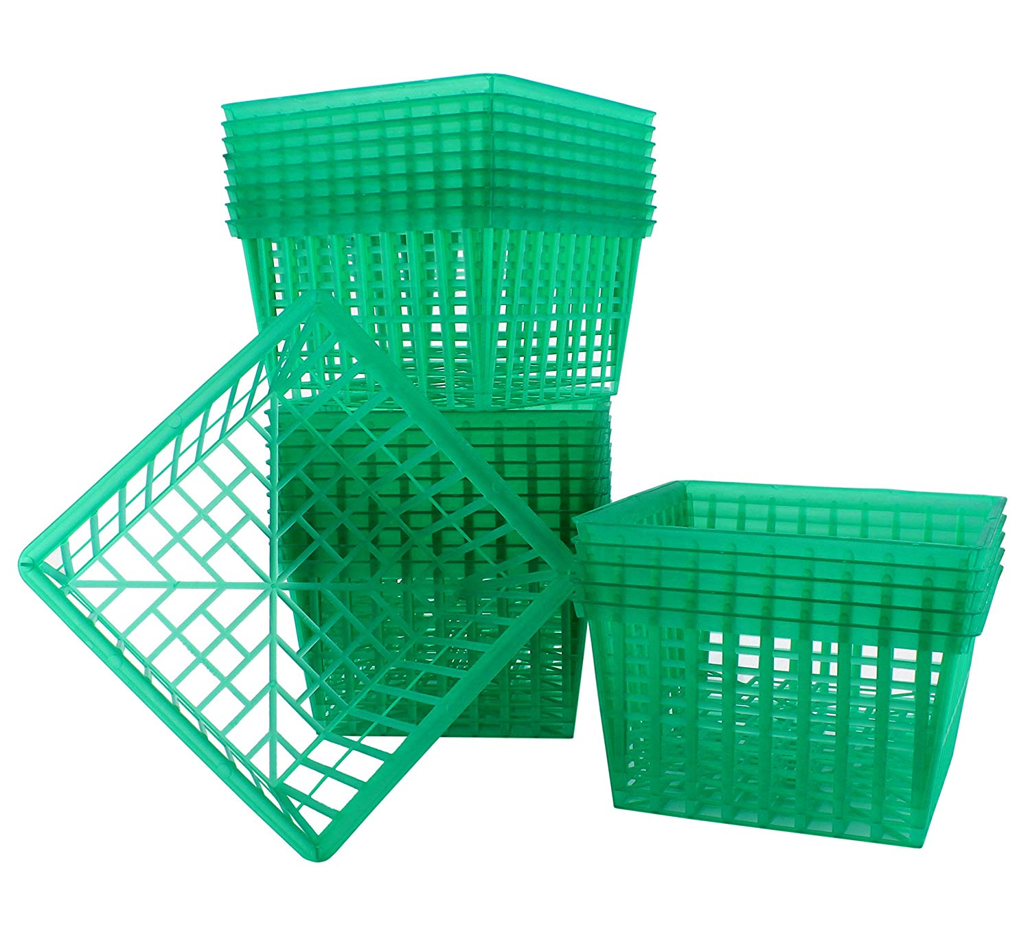 24-Pack Quart Size Plastic Berry Baskets; 5 ½-Inch Green Berry Boxes w/Open-Weave Pattern; Ideal for Berries, Fruit, Vegetables & Craft Projects