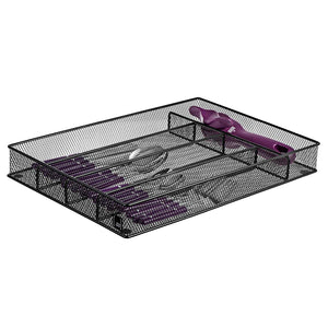 Cutlery Tray by Mindspace, 5 Compartments Kitchen Utensil Drawer Organizer | Silverware Tray | The Mesh Collection, Black