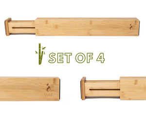Bamboo Drawer Dividers | Adjustable and Expandable | Set of 4 Drawer Organizers - Vistal Supply 
